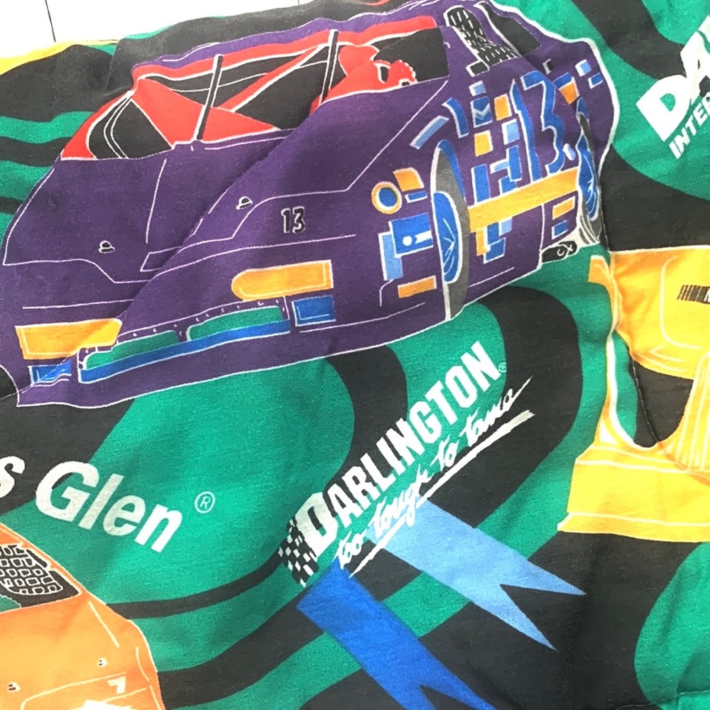 Vintage 1995 Green NASCAR Daytona Talladega Race Car Comforter Twin Blanket - Picture 3 of 4